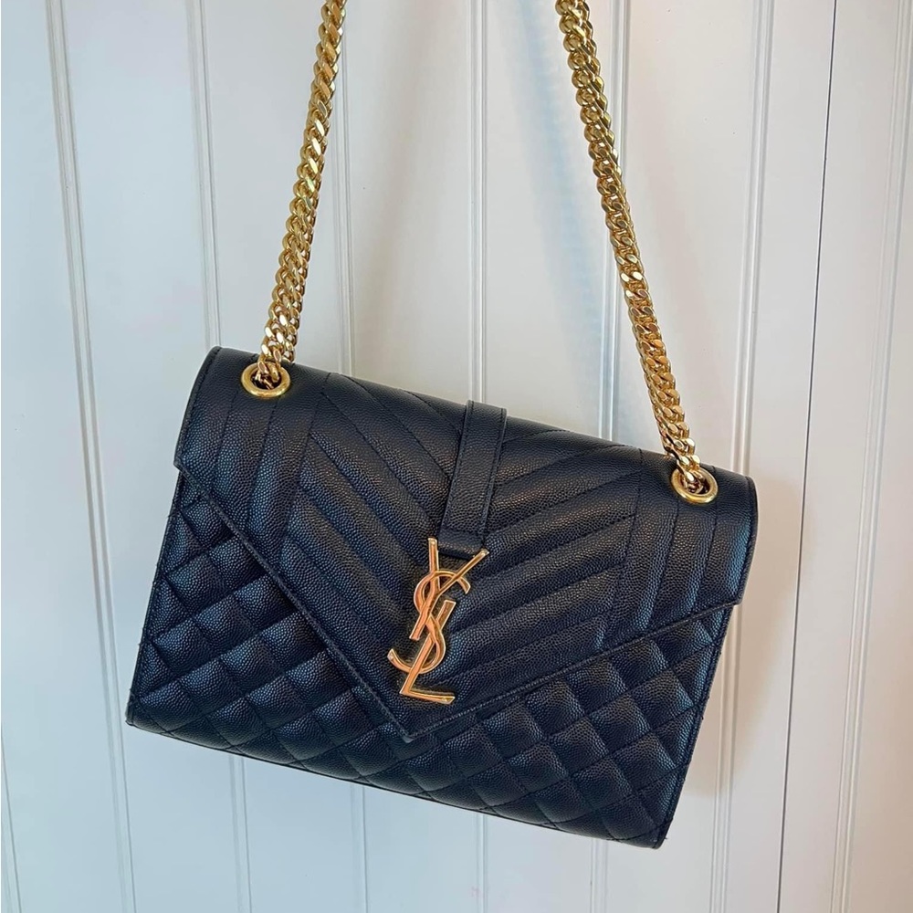 YSL Yves Saint Laurent Medium Cassandra Quilted Envelope Shoulder Bag